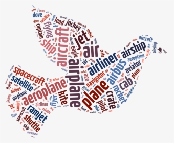 Flying Dove Word Cloud Typography Clip Arts - Word Typography, HD Png Download, Transparent PNG