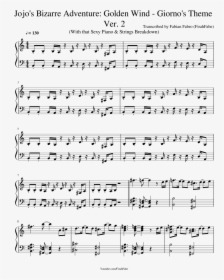 Giorno's Theme Piano Sheet Music, HD Png Download, Transparent PNG
