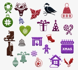 Christmas Glitter Icons, Christmas, Fireplace, Reindeer, HD Png Download, Transparent PNG