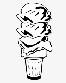 Black - And - White - Ice - Cream - Cone - Clipart - Ice Cream Clipart Black And White, HD Png Download, Transparent PNG