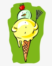 Vector Illustration Of Gelato Ice Cream Cone Snowman - Ice Cream Cone, HD Png Download, Transparent PNG