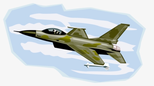 Vector Illustration Of F16 Falcon Us Air Force Single-engine - F 16 Fighter Jet Clipart, HD Png Download, Transparent PNG