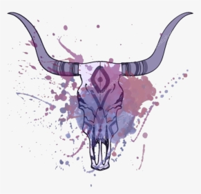 Satan Paint Tumblr Purple Sticker Orisitreal Png Cow - Bull Skull, Transparent Png, Transparent PNG