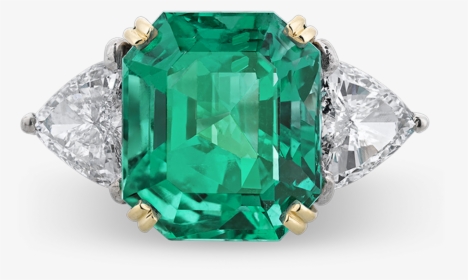 Colombian Emerald And Diamond Ring, - Diamond With Emerald Ring, HD Png Download, Transparent PNG