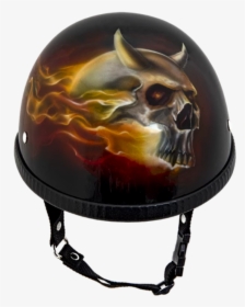 Flaming Satan Half Helmet - Motorcycle Helmet, HD Png Download, Transparent PNG