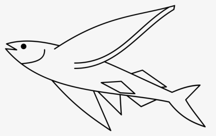 Flying Fish Negative Clip Arts - Flying Fish Simple Drawing, HD Png Download, Transparent PNG