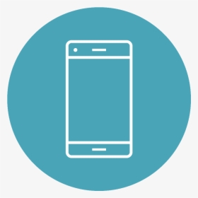 Circle Icon With A Blue Background Showing Line Art - Smartphone, HD Png Download, Transparent PNG