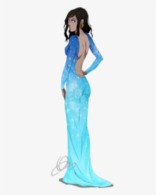 Korra The Dress Sokka Katara Asami Sato Woman - Light Blue And Dark Blue Prom Dress, HD Png Download, Transparent PNG