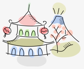 Vector Illustration Of Japanese Pagoda Temple With, HD Png Download, Transparent PNG