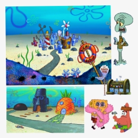 #spongebob #petrick #calamar # Krustykrab # - Bikini Bottom From Spongebob, HD Png Download, Transparent PNG