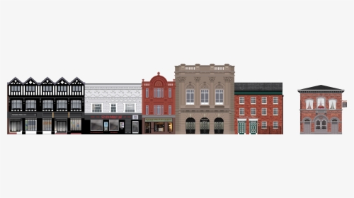 Transparent Row Of Houses Clipart - Buildings In A Row, HD Png Download, Transparent PNG