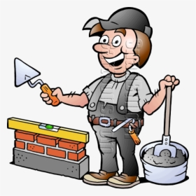 Bricklayer With Mason Tools - Masonry Clipart, HD Png Download, Transparent PNG