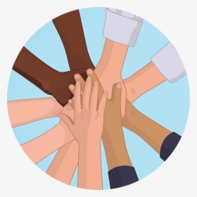 Cartoon Hands And Forearms Of All Races Putting Their - Cartoon Hands In A Circle, HD Png Download, Transparent PNG