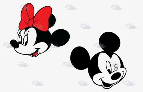 Smiling Cute Faces Mickey Mouse Minnie Mouse Red Bow - Mickey And Minnie Face, HD Png Download, Transparent PNG