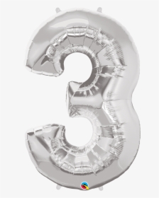 Foil Balloon Number 3 Silver & Weight - Gold 3 Balloon Png, Transparent Png, Transparent PNG