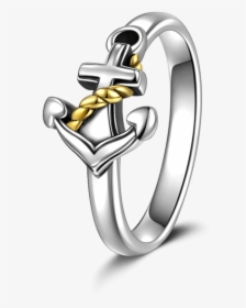14k Gold-plated Anchor Ring - Engagement Ring, HD Png Download, Transparent PNG