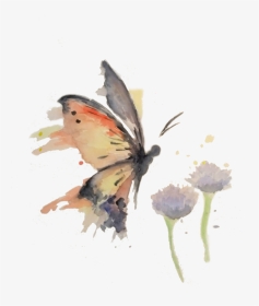 Transparent Watercolor Butterfly Png - Watercolor Butterfly On A Flowers, Png Download, Transparent PNG