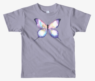 Lilac Watercolor Butterfly Short Sleeve Kids T Shirt - Kids T Shirt Design, HD Png Download, Transparent PNG