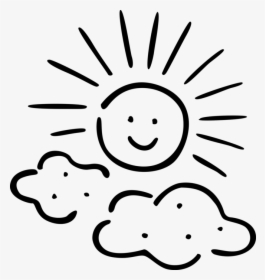 Vector Illustration Of Anthropomorphic Sun With Clouds - Smile Sun Png Black, Transparent Png, Transparent PNG
