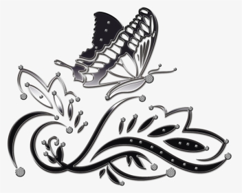 Black Butterfly Border Png - Ornament Butterfly Png, Transparent Png, Transparent PNG