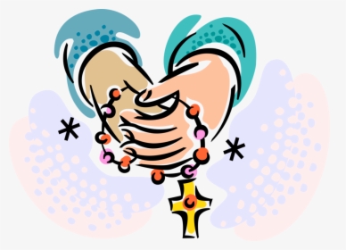 Beads Vector Cartoon - Praying Of The Rosary Cartoon, HD Png Download, Transparent PNG