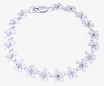 14k White Gold Plumeria Bracelet With 18 Blue Diamonds - Chettinad Diamond Necklace Designs, HD Png Download, Transparent PNG