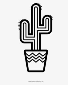 Cactus Coloring Page - Cactus In Pot Outline, HD Png Download, Transparent PNG