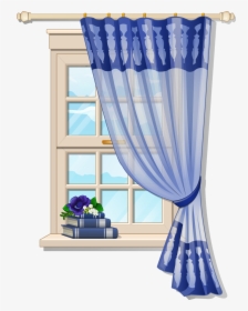 With Blue Curtons For - Window Clip Art, HD Png Download, Transparent PNG