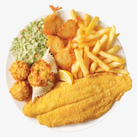 Fried Fish And Shrimp With Fries, HD Png Download, Transparent PNG