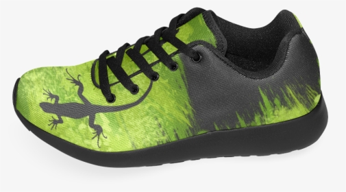 Green Lizard Shape Painting Black Women’s Running Shoes - Running Shoe, HD Png Download, Transparent PNG