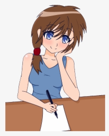 Studying Anime Girl - Anime Girl Studying Drawing, HD Png Download, Transparent PNG