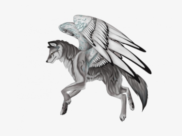 Wolf Drawing With Wings, HD Png Download, Transparent PNG