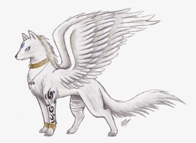 Wolf With Wings Drawing, HD Png Download, Transparent PNG