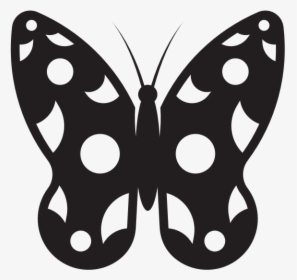Butterfly With White Spots Silhouette - Brush-footed Butterfly, HD Png Download, Transparent PNG
