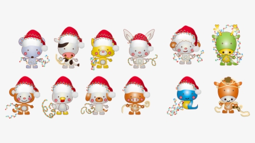 Christmas Animals, Santa Hat, Dog, Cat, Snake - Cartoon, HD Png Download, Transparent PNG