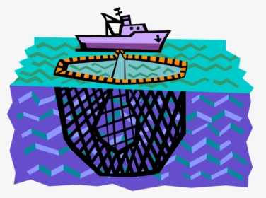 Vector Illustration Of Commercial Fishing Trawler Boat - Reflection, HD Png Download, Transparent PNG
