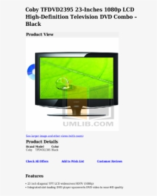 Coby Plasma Tv Tf-dvd3295 Pdf Page Preview - Led-backlit Lcd Display, HD Png Download, Transparent PNG
