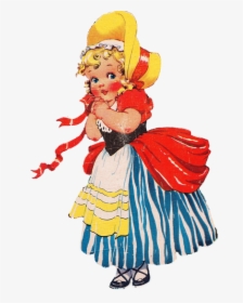 Vintage Illustration- Little Girl W/bonnet - Cartoon, HD Png Download, Transparent PNG