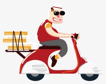 Pizza Fast Food Motorcycle Ride A To - Motorcycle Picture Transparent Cartoon, HD Png Download, Transparent PNG