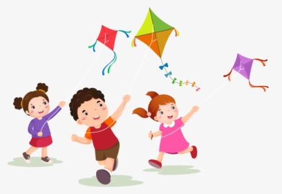 Transparent Daycare Center Clipart - Kids Flying Kites Clipart, HD Png Download, Transparent PNG