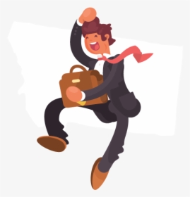 A Jumping Businessman In Front Of An Outline Of Montana - Business, HD Png Download, Transparent PNG