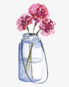 Purple Flower Arrangement Transparent Decorative - Transparent Mason Jar Flowers Png, Png Download, Transparent PNG