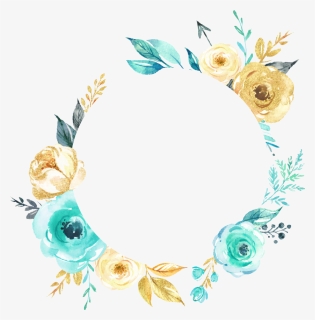 #watercolor #flowers #frame #mint #teal #gold #silver - Gold Mint Frame Png, Transparent Png, Transparent PNG
