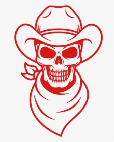 Transparent Skull Clip Art - Simple Skull With Cowboy Hat, HD Png Download, Transparent PNG