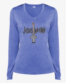 Jesus Rocked Gals Heather Dri Fit V Neck Performance - T-shirt, HD Png Download, Transparent PNG