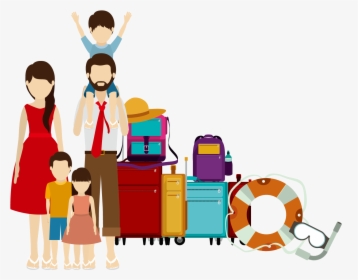 Cartoon Pictures Of Families - Family Travel Illustration Png, Transparent Png, Transparent PNG
