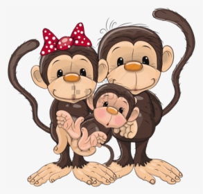 Transparent Cartoon Monkey Png - Monkey Family Clipart, Png Download, Transparent PNG