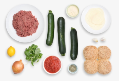 Pizza Burgers With Garlic-parmesan Zucchini Fries - Ingredients Top Png, Transparent Png, Transparent PNG