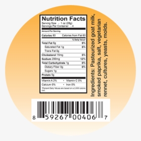 Goat Milk Cheese Ingredient Label - Cheese Ingredient Label, HD Png Download, Transparent PNG