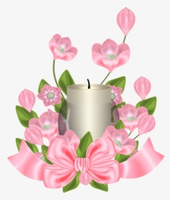 Transparent Just Married Clipart - Candle And Flowers Clipart, HD Png Download, Transparent PNG